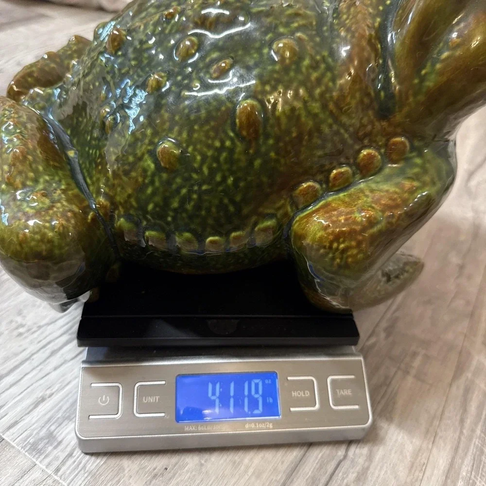 Vintage Arnel's ? XLarge Ceramic Frog Toad Garden Decor Green Figurine
